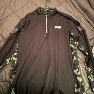 Colosseum Black Lightweight Quarter-Zip Shirt Jacket with Green Camo Panels